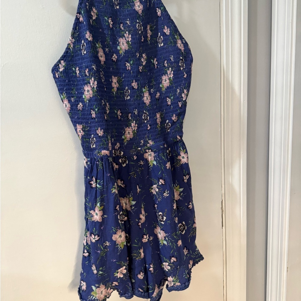 American Eagle Outfitters Floral Blue Romper